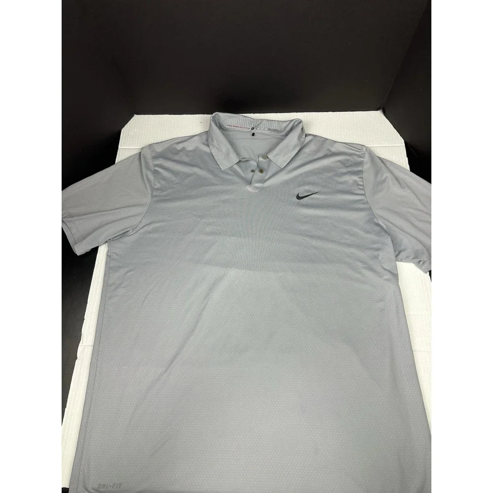 Nike Polo Shirt Mens XL Gray Tiger Woods Collection Dri-Fit Performance Golf